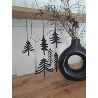 Baumanhänger 6Er Set Schwarz Skandinavisch Wohnen Modern Mininalistisch Advent Weihnachten Tannenbaum von ZauberkugelSylvia