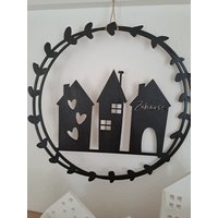 Dekoring Fensterdeko Türdeko Wanddeko Häuser Türkranz Schwarz Skandi Minimalistisch von ZauberkugelSylvia