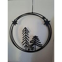 Filigraner Dekoring Advent Skandinavisch Schwarz Weihnachten Tannenbaum Türdeko Fensterdeko Wanddeko Minimalistisch Modern von ZauberkugelSylvia