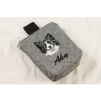 Futtertasche Border Collie Bestickt Wunschname Personalisiert Leckerlitasche Leckerlibeutel Hunde Geschenk Hundebesitzer Futterbeutel von Zauberstiche