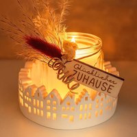 Windlicht Mit Kerze | Tischdeko Herbstdeko Häuserkranz Lichterkranz Windlicht Mit Kerze | Tischdeko Herbstdeko Häuserkranz Lichterkranz von ZauberwerkHaiger