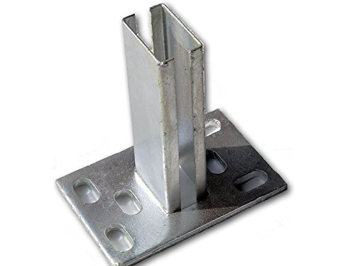Zaun-Nagel Bodenplatte, zum Aufschrauben 60x40 mm - für Doppelstabpfosten von Zaun-Nagel