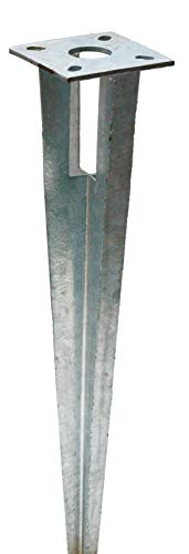 Zaun-Nagel Bodenhülse Einschlaghülse mit Kopfplatte Pfostenträger für Rundpfosten 38 mm Ø, Länge 50 cm von Zaun-Nagel