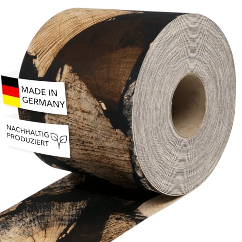 Zaundruck Sichtschutzstreifen Polyester - nachhaltiger Sichtschutz für Doppelstabmattenzaun - Motiv Windschutz 26 m x 19 cm - Sichtschutz-Rolle - Kaminholz von Zaundruck