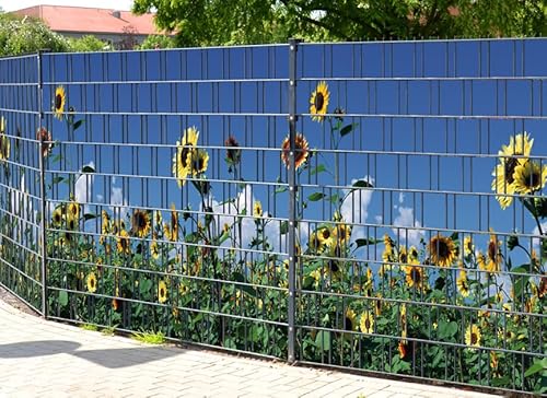 Zaundruck – Sichtschutzstreifen für Doppelstabmattenzaun, Zaunstreifen, Sicht- & Windschutz, wetterfest & UV-beständig, Rolle, PVC frei (Sonnenblumen) von Zaundruck