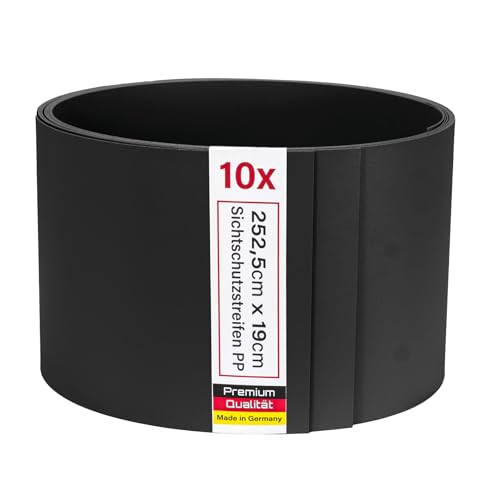 Zaunrebell Sichtschutzstreifen PP Lederoptik Anthrazitgrau, ähnl. RAL 7016-10 Stück 252x19 cm für Doppelstabmattenzaun, Gittermattenzaun Zaunrebell Sichtschutzstreifen PP Lederoptik Anthrazitgrau, ähnl. RAL 7016-10 Stück 252x19 cm für Doppelstabmattenzaun, Gittermattenzaun von Zaunrebell