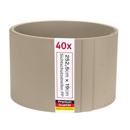Zaunrebell Sichtschutzstreifen PP Lederoptik Steingrau, ähnl. RAL 7030-40 Stück 252x19 cm für Doppelstabmattenzaun, Gittermattenzaun Zaunrebell Sichtschutzstreifen PP Lederoptik Steingrau, ähnl. RAL 7030-40 Stück 252x19 cm für Doppelstabmattenzaun, Gittermattenzaun von Zaunrebell