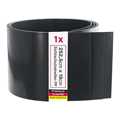 Zaunrebell - Sichtschutzstreifen aus PP - 252x19 cm für Doppelstabmattenzaun, Gittermattenzaun - Made in Germany (1 Streifen, Anthrazitgrau) von Zaunrebell