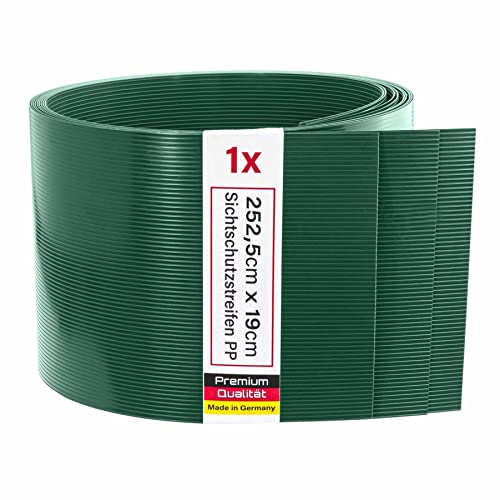 Zaunrebell - Sichtschutzstreifen aus PP - 252x19 cm für Doppelstabmattenzaun, Gittermattenzaun - Made in Germany (1 Streifen, Moosgrün) von Zaunrebell