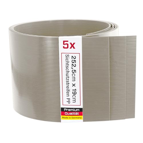 Zaunrebell - Sichtschutzstreifen aus PP - 252x19 cm für Doppelstabmattenzaun, Gittermattenzaun - Made in Germany (1 Streifen, Steingrau, ähnl. RAL 7030) von Zaunrebell