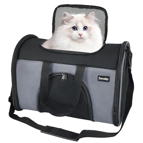 Zavothy Transporttasche für Katzen und Hunde, Transporttasche, atmungsaktiv und faltbar, Transportbox für Katzen mit verstellbarem Schultergurt, Abnehmbare Plüschmatratze (Grau, S) Zavothy Transporttasche für Katzen und Hunde, Transporttasche, atmungsaktiv und faltbar, Transportbox für Katzen mit verstellbarem Schultergurt, Abnehmbare Plüschmatratze (Grau, S) von Zavothy