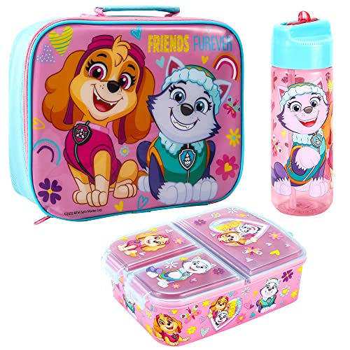 Zawadi Global Paw Patrol Kinder Lunchbox Set - Isolierte Lunch-Tasche, Multi-Fach Lunchbox & 540ml Wasserflasche - Schule, Reisen, Lunch-Set, BPA-frei von Zawadi Global