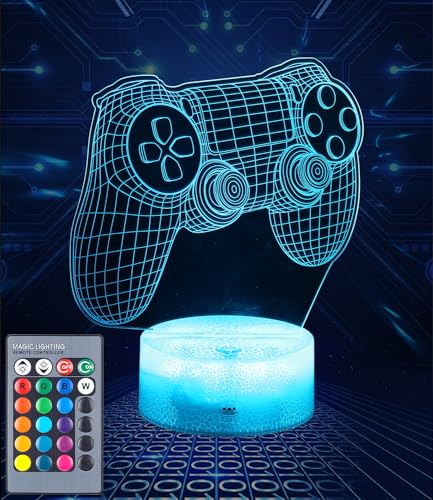 Gamepad Nachtlicht, 3D Illusion Game Control Lampe mit Fernbedienung 16 Farben, Farbwechsel Schlaflicht Kinderzimmer Deko Geburtstag Geschenk von Zawaer