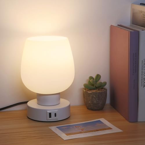 Zaxiva Touch Tischlampe Tragbare Moderne Nachtlicht für Schlafzimmer Kinder Lesen Nachttisch, 3 Farbtemperaturen Lichter mit USB C und A Ports, Milchig Weißer Glaslampenschirm Zaxiva Touch Tischlampe Tragbare Moderne Nachtlicht für Schlafzimmer Kinder Lesen Nachttisch, 3 Farbtemperaturen Lichter mit USB C und A Ports, Milchig Weißer Glaslampenschirm von Zaxiva
