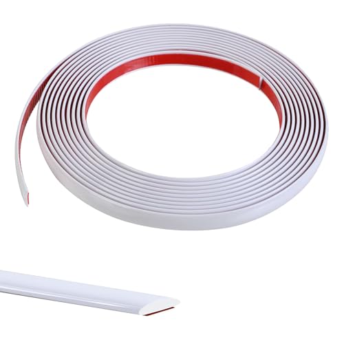 10M Weiß Kachelkantenleiste Zierleisten Selbstklebend Tapetenrand Wandperlenleiste Dekorative flache Kante Flexible PVC Vollendungsleisten für Wandkacheln,Decke,Spiegel,Schrank,Platte,13mm von Zayejod