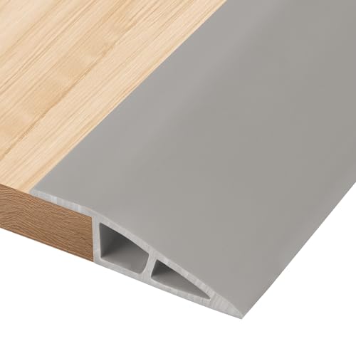 1M PVC Türschwellen Leiste Selbstklebend 10-15mm(H), Übergangsprofil, Boden-Leiste, Übergangsleiste Boden Schwellenleiste und Kanten,Abdeckleiste für Laminate Schwellen, Grau(Beidseitig klebend) von Zayejod