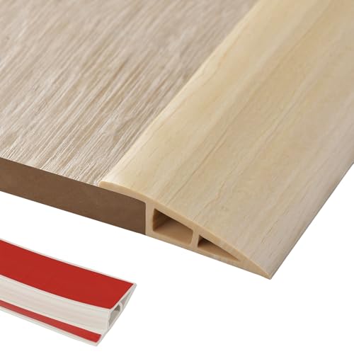 1M PVC Türschwellen Leiste Selbstklebend 5-10mm(H), Übergangsprofil, Boden-Leiste, Übergangsleiste Boden Schwellenleiste und Kanten,Abdeckleiste für Laminate Schwellen,Natürliche Holzmaserung von Zayejod