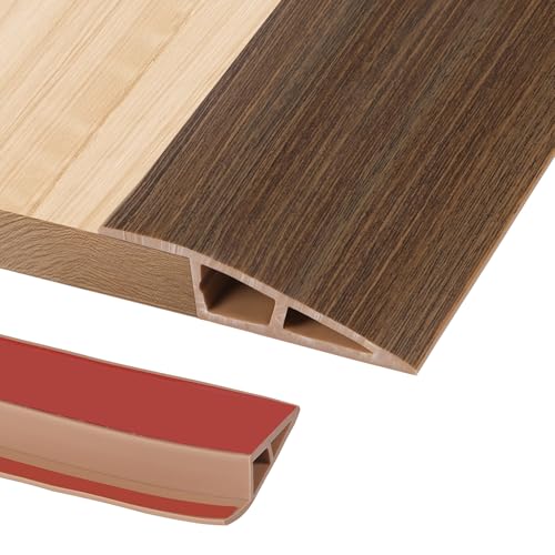 1M PVC Türschwellen Leiste Selbstklebend 5-10mm(H),Übergangsprofil,Boden-Leiste,Übergangsleiste Boden Schwellenleiste und Kanten,Abdeckleiste für Laminate Schwellen,Braune Holzmaserung von Zayejod