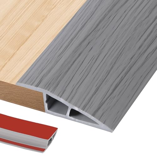 1M PVC Türschwellen Leiste Selbstklebend 5-10mm(H),Übergangsprofil,Boden-Leiste,Übergangsleiste Boden Schwellenleiste und Kanten,Abdeckleiste für Laminate Schwellen,Graue Holzmaserung von Zayejod