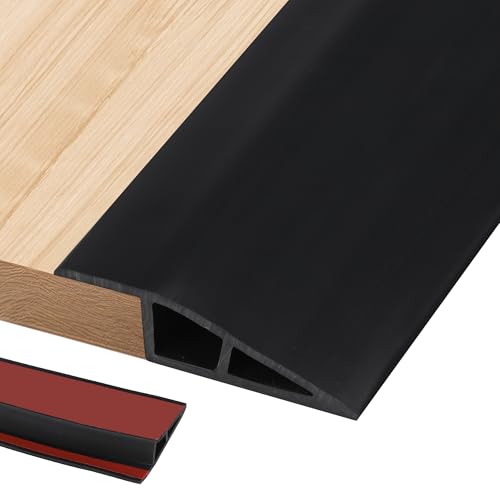 2 m PVC-Gummi-Rampe, selbstklebend, Schwellenreduzierer, Türbodenschwelle, Übergangsstreifen, Stoßschwellen-Formteile für Türen, Teppichböden, Fliesenkanten (Schwarz, 2 cm) von Zayejod