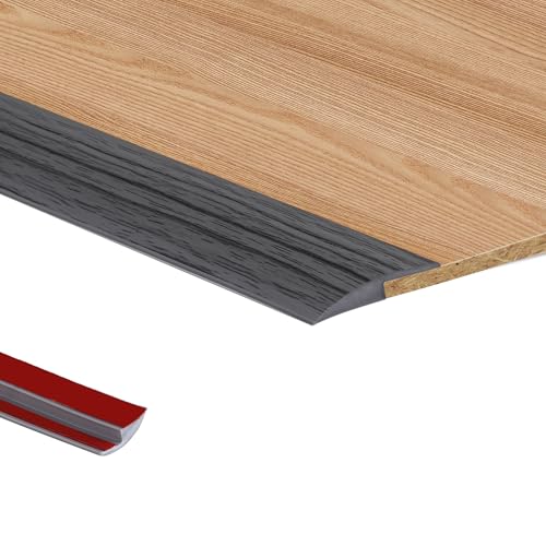 2M 5mm PVC Türschwellen Leiste Selbstklebend Übergangsprofil, Boden-Leiste, Übergangsleiste Boden Schwellenleiste und Kanten,Abdeckleiste für Laminate Schwellen, Dunkelgraue Holzmaserung von Zayejod