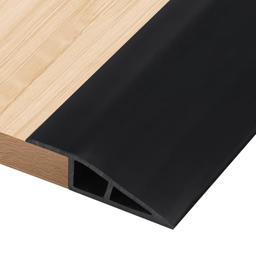 2M PVC Türschwellen Leiste Selbstklebend 10-15mm(H), Übergangsprofil, Boden-Leiste, Übergangsleiste Boden Schwellenleiste und Kanten,Abdeckleiste für Laminate Schwellen, Schwarz(Beidseitig klebend) von Zayejod