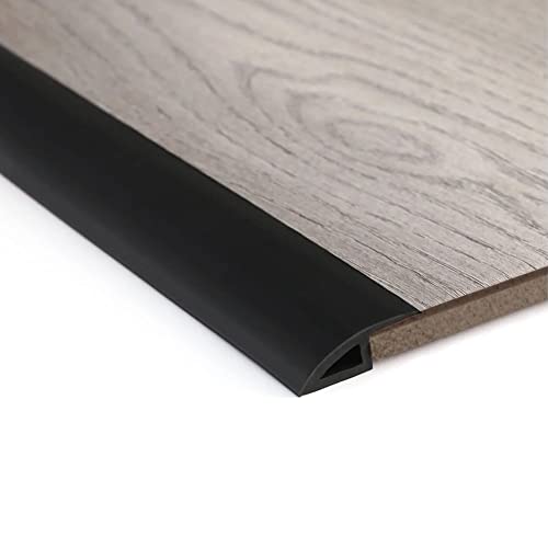 2M PVC Türschwellen Leiste Selbstklebend 5-10mm(H), Übergangsprofil, Boden-Leiste, Übergangsleiste Boden Schwellenleiste und Kanten,Abdeckleiste für Laminate Schwellen,Schwarz(Beidseitig klebend) von Zayejod