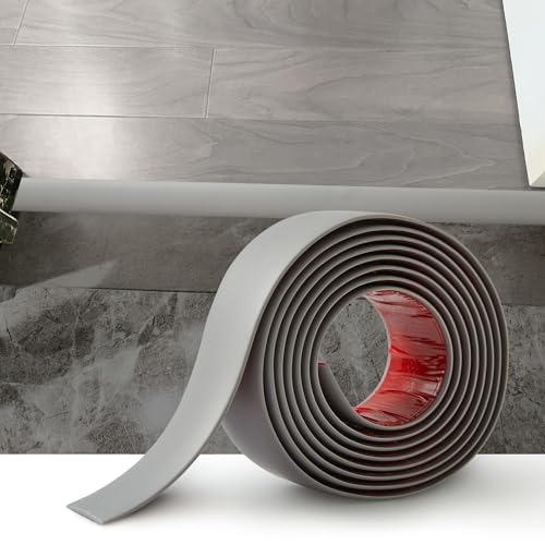 4M Flacher Bodenübergangsleiste Selbstklebender Übergangprofil Türschwellen-Übergangsvinyl Laminat-Bodenbelagsleisten Bodentrennstreifen Fußböden Abdeckleisten, 4cm Grau von Zayejod