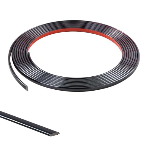 5M Schwarz Kachelkantenleiste Zierleisten Selbstklebend Tapetenrand Wandperlenleiste Dekorative flache Kante Flexible PVC Vollendungsleisten für Wandkacheln,Decke,Spiegel,Schrank,Platte,10mm von Zayejod