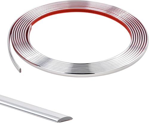 5M Silber Kachelkantenleiste Zierleisten Selbstklebend Tapetenrand Wandperlenleiste Dekorative flache Kante Flexible PVC Vollendungsleisten für Wandkacheln,Decke,Spiegel,Schrank,Platte,10mm von Zayejod