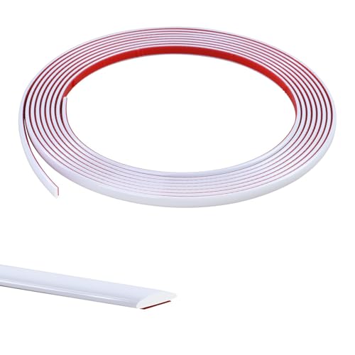 5M Weiß Kachelkantenleiste Zierleisten Selbstklebend Tapetenrand Wandperlenleiste Dekorative flache Kante Flexible PVC Vollendungsleisten für Wandkacheln,Decke,Spiegel,Schrank,Platte,8mm von Zayejod