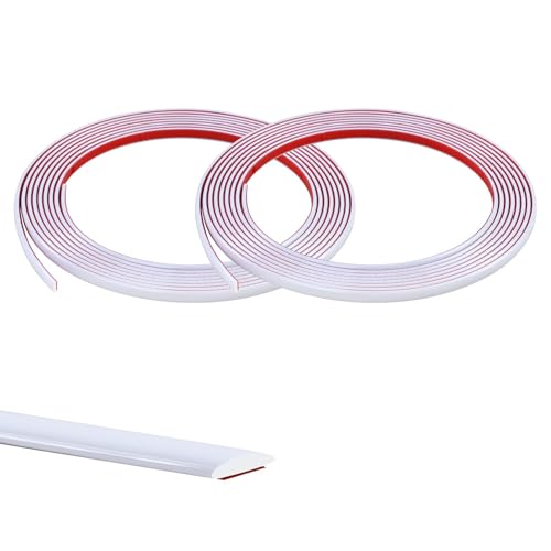 5Mx2 Rollen Weiß Kachelkantenleiste Zierleisten Selbstklebend Tapetenrand Wandperlenleiste Dekorative flache Kante Flexible PVC Vollendungsleisten für Wandkacheln,Decke,Spiegel,Schrank,Platte,8mm von Zayejod