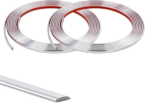 8M Silber Kachelkantenleiste Zierleisten Selbstklebend Tapetenrand Wandperlenleiste Dekorative flache Kante Flexible PVC Vollendungsleisten für Wandkacheln,Decke,Spiegel,Schrank,Platte,10mm von Zayejod