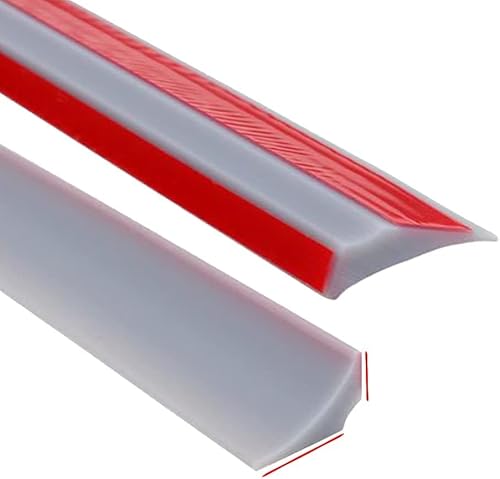 Zayejod 4M Selbstklebend Schwallschutzleiste Dusche Silikon Wasserstopper Badewannen-Randleiste,Duschschwelle Wasserdamm für Küchen,Bäder,Waschbecken,Arbeitsplatte,Grau(Beidseitig klebend) von Zayejod