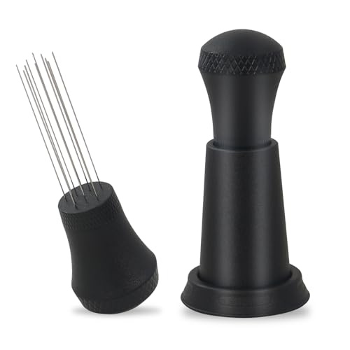 WDT Verteilerwerkzeug, Espresso-Kaffee-Rührer – 0,4 mm, 10 Nadeln, Espresso-Rührer, Espresso-Verteiler für Barista-Espressomaschinen-Zubehör, Schwarz von Zayin