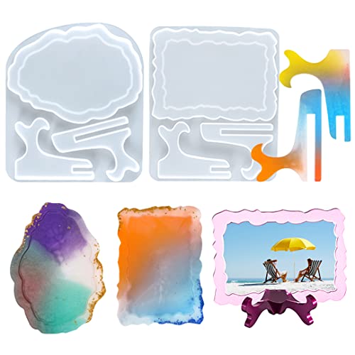 Zayookey 2 Stück Bilderrahmen Silikonform Epoxidharz Form Set Irregulär Ovaleform und Rechteckige Fotorahmen Silikonform Gießform Photo Frame Resin Mold für Home Décor von Zayookey