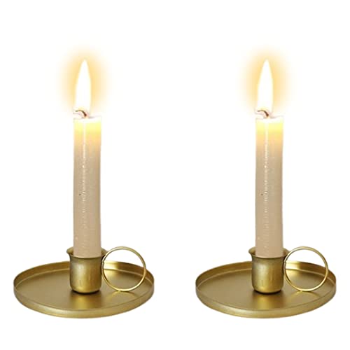 Zayookey 2 Stück Kerzenständer Set, Vintage Metall Kerzenhalter Stabkerzenhalter, Candle Holders Tisch Dekoration Kerzen Ständer für Weihnachts Hochzeit Valentinstag Geburtstag (Gold)… von Zayookey