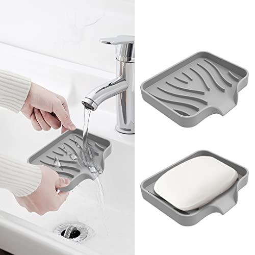 Zayookey 2 Stück Seifenschale aus Silikon mit Ablauf Seifenhalter Selbstentleerender Drainage Seifenablage Soap Dish Tray für Küche, Duschraum, Badezimmer von Zayookey