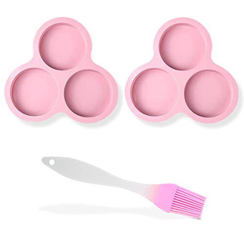 Zayookey 2 Stück Silikon Ei Muffinform, Wiederverwendbare Silicone Egg Pan, Nicht-Stick Muffin Backform, BPA Frei Air Fryer Backformen Rund Air Fryer Zubehör für Cupcake Spiegeleier Hamburger (Rosa) von Zayookey