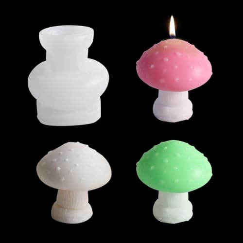 Zayookey 3D Silikonform Kerzenformen Pilz Epoxidharz Kerzen Gießform DIY Seifenform Resin Candle Mold für Sojawachs Kerzen Selber Machen (Silicone Candle Mold C) von Zayookey