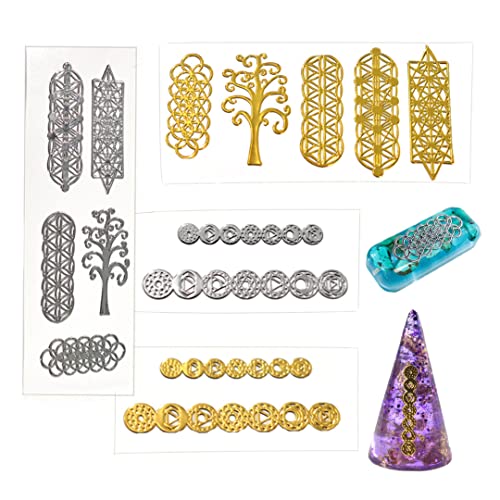 Zayookey 4 Blatt Resin Stickers Silikonform Füller Epoxidharz Füllmaterial Harz Aufkleber Orgonit Resin Filler Schmuck Basteln Füllstoffe Materials DIY Resin Supplies Kit (Golden+Silber) von Zayookey