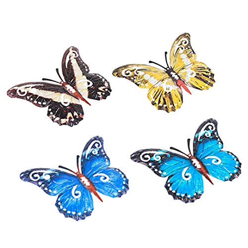 Zayookey 4 Stücke Wanddeko Schmetterling Metall Garten im Freien Dekorativer Schmetterling Skulptur Hängend Metal Butterfly Wall Decor für Haus, Höfe, Veranda,Terrasse, Zaun (C) von Zayookey