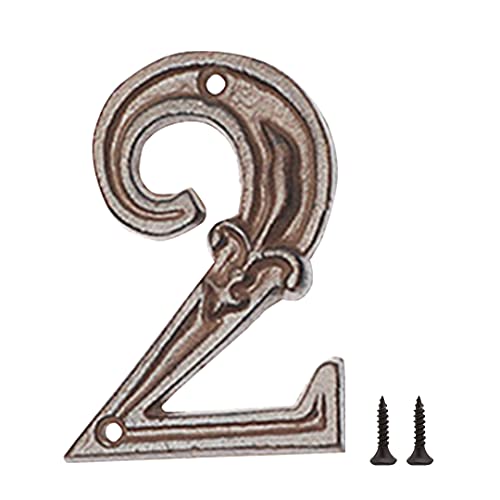 Zayookey Hausnummern aus Gusseisen 12 cm Adressnummernschild Metal House Numbers Rustikale Hausnummern aus Metall für Draußen Briefkasten Garten Tür (Nummer 2) von Zayookey