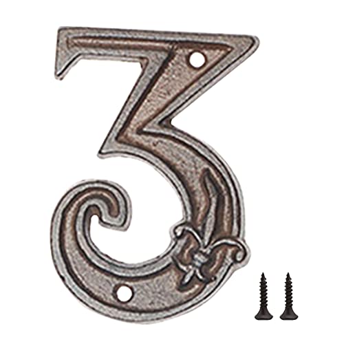 Zayookey Hausnummern aus Gusseisen 12 cm Adressnummernschild Metal House Numbers Rustikale Hausnummern aus Metall für Draußen Briefkasten Garten Tür (Nummer 3) von Zayookey