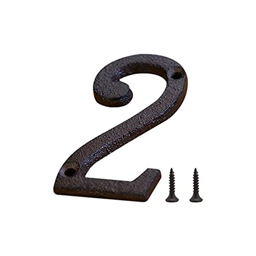 Zayookey Hausnummern aus Gusseisen mit Schrauben, Metall Nummer, House Numbers für Haus Tür Straße Briefkasten (Tür Nummer 2) von Zayookey
