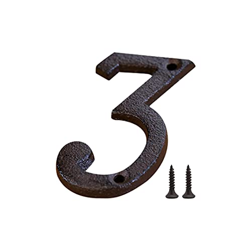 Zayookey Hausnummern aus Gusseisen mit Schrauben, Metall Nummer, House Numbers für Haus Tür Straße Briefkasten (Tür Nummer 3) von Zayookey