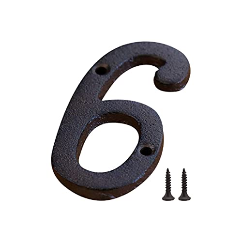 Zayookey Hausnummern aus Gusseisen mit Schrauben, Metall Nummer, House Numbers für Haus Tür Straße Briefkasten (Tür Nummer 6) von Zayookey