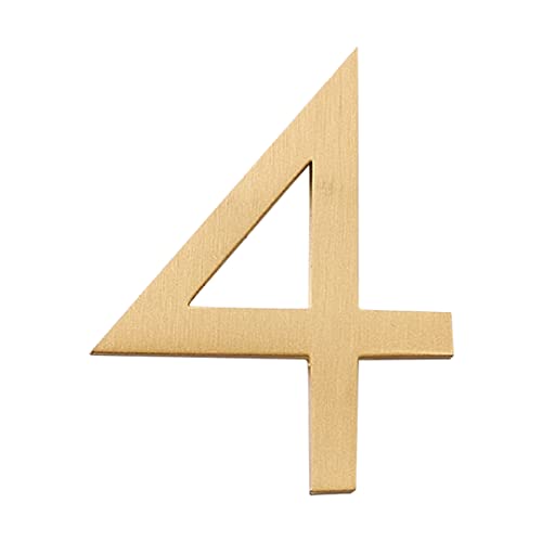 Zayookey Metall Hausnummer aus Messing 2 Zoll (5 cm) Moderne Türnummern Plaque Straße 3D-Postfachnummer Ziffern Metal Brass House Number (Door Number 4) von Zayookey