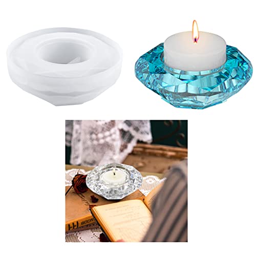 Zayookey Resin Silikonform Kristall Epoxidharz Kerzenhalterform Gießform Diamant Candlestick Casting Formen Candle Holder Epoxy Mold für DIY Schmuck Teelichthalter (Diamant-Form) von Zayookey