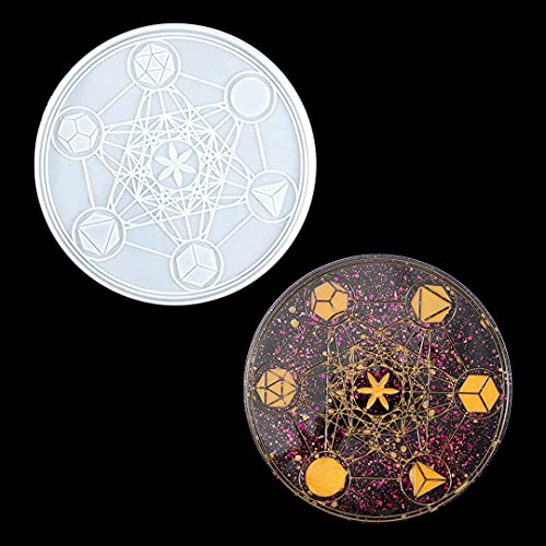 Zayookey Silikonform Epoxidharz Form Tarot Divination Mat Resin Mold Tarotkarte Astrologie Tablett Silikonform Untersetzer Harz Gießform für Wahrsagerei, Hexerei, Heimtextilien (Tablettform B) von Zayookey